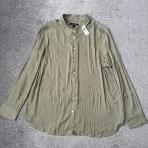 Banana Republic Shirt Womens XL Green Button Down Long Sleeve Polyester Top NEW - Picture 1 of 8
