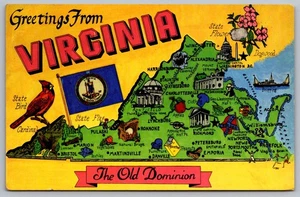 Saludos desde Virginia - Postal del estado Old Dominion - Imagen 1 de 2