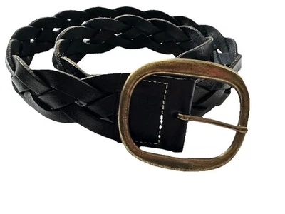Linea Pelle Vintage Braided Black Leather 1.5”W Belt - Image 1 of 3