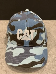 CAT Caterpillar Defense Equipment Embroidered Logo Blue Camo Adjustable NWOT - Picture 1 of 8
