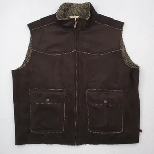 Woolrich Gilet Uomo XXL Marrone Sherpa Foderato in Pile Ecopelle Scamosciata Full Zip 18022 Yoke - Foto 1 di 12