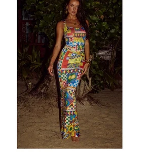 RUNAWAY THE LABEL VIVIAN MAXIKLEID HAEDRA LEMON PRINT Gr. S Neu mit Etikett - Bild 1 von 15