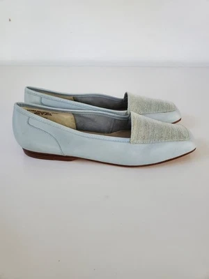 Enzo Angiolini Liberty Dusty Blue Leather Slip On Ballet Flat Shoes 8M Loafers 8 - Image 1 of 4