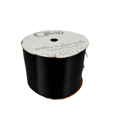 Offray Black Satin Craft Ribbon Single Face 2-1/4" Wide x 21 Feet Polyester - Image 1 of 4