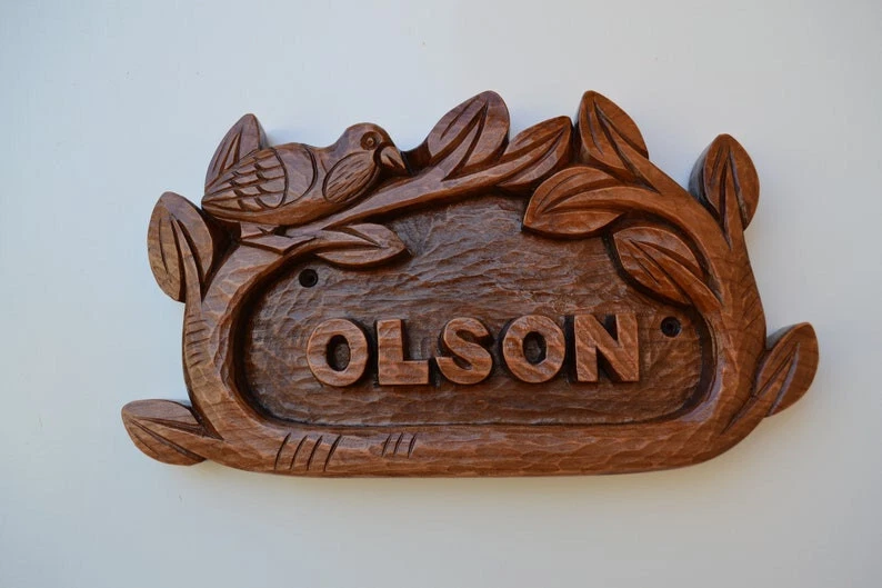 personalized home Decor, address numbers, Wood carving address sign house number - Image 1 of 4