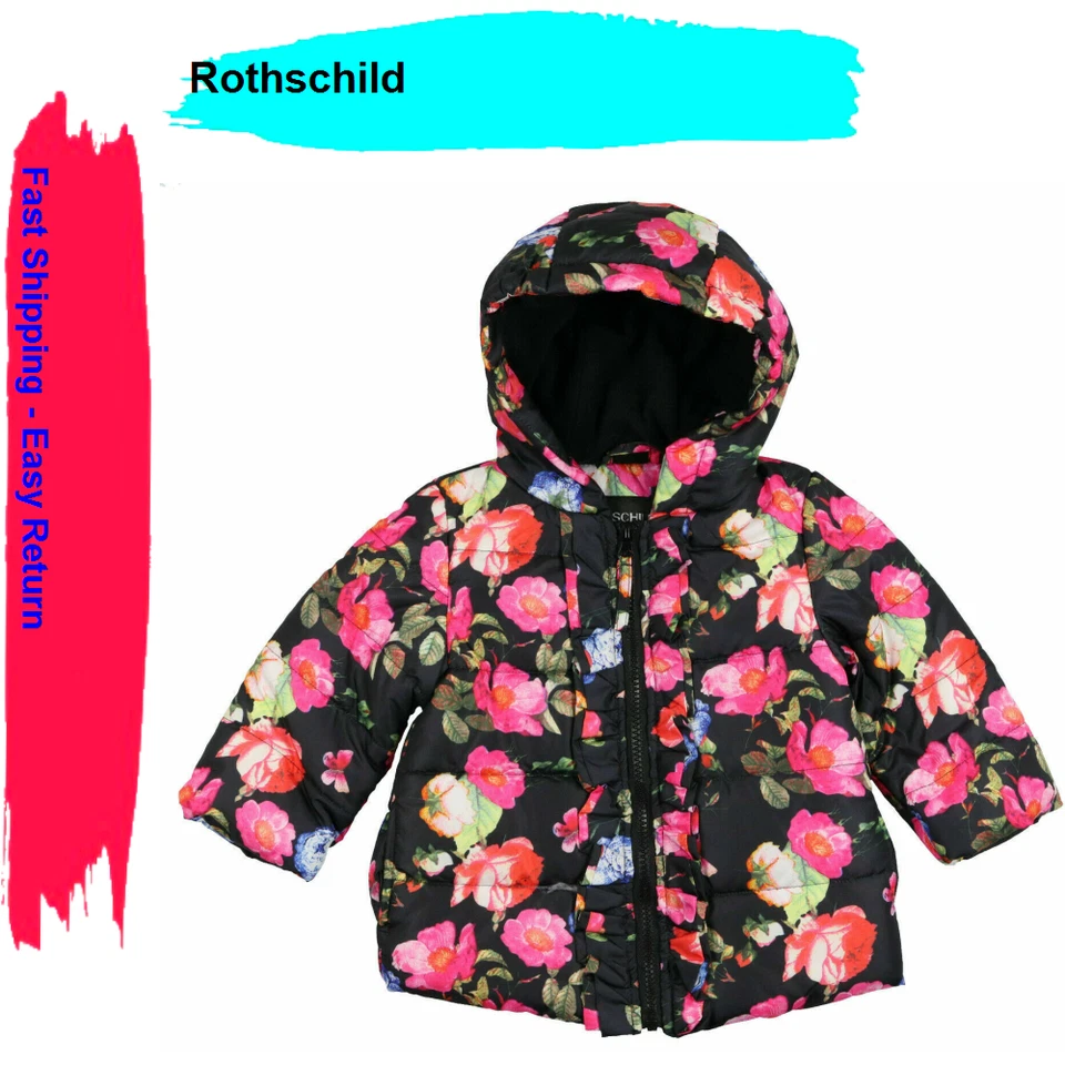 ROTHSCHILD & CO Baby Girls Ruffle Jacket Black Floral 6-9 Months