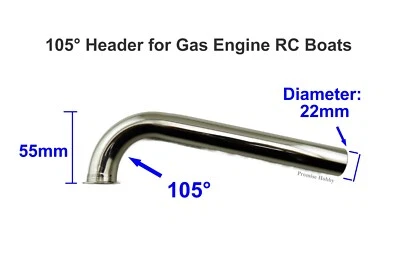 100 Degree Stainless Steel Header 7/8 22mm for Gas Petrol Marine Engine RC Boat - Image 1 of 3