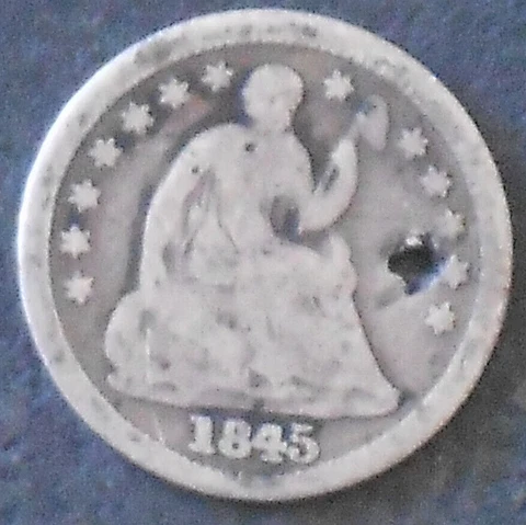 1845-P Silver Seated Liberty Half Dime. Free Shipping!!!!!!!!!!!!!!! Cover