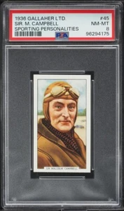 1936 Gallaher Sporting Personalities Sir. Malcolm Campbell #45 PSA 8 - Picture 1 of 2