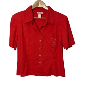 Camicia donna R&K Originals vintage lino Bld con bottoni ricamo floreale taglia 18 - Foto 1 di 6