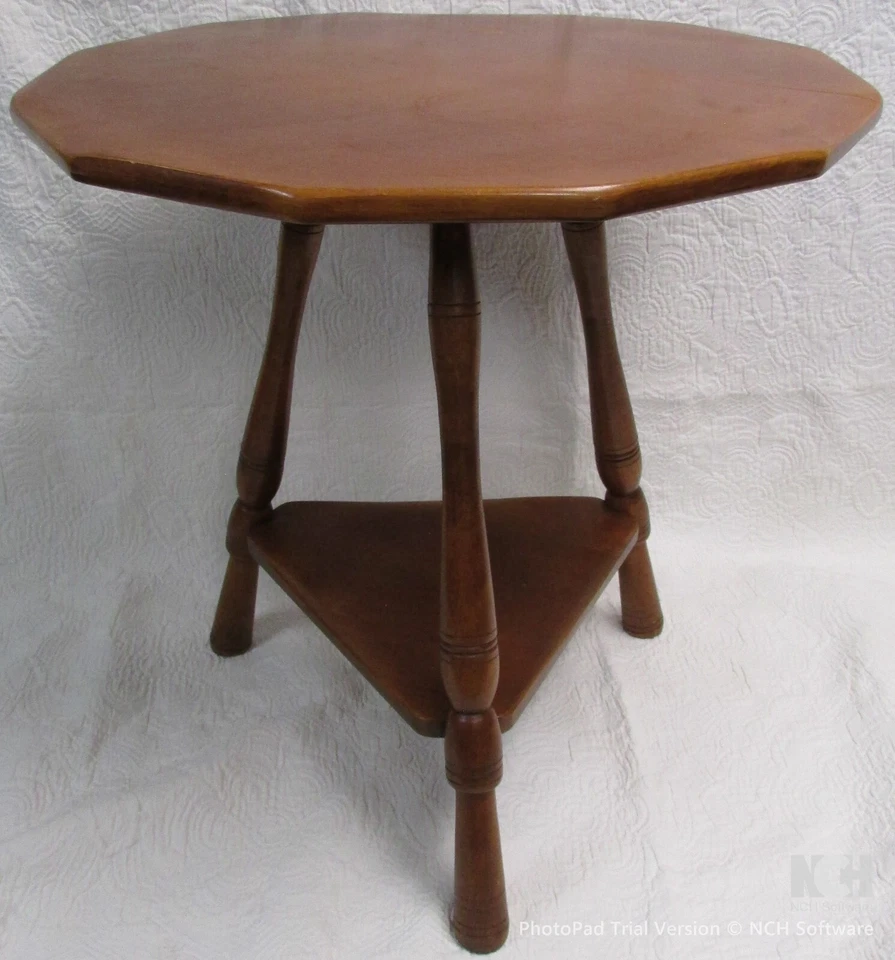 Mesa auxiliar de mediados de siglo rara y difícil de encontrar Cushman 3-150 3150 de arce de roca maciza de 12 lados Foto 1 de 4