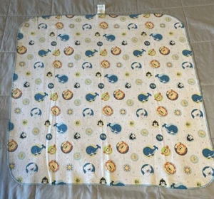 Fisher Price Precious Planet Baby Flannel Receiving Blanket Crab Whale Penguin - Picture 1 of 10