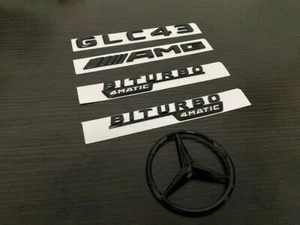 Gloss Black GLC43 AMG Biturbo 4matic And Rear STAR emblem for GLC X253 Series - Picture 1 of 2