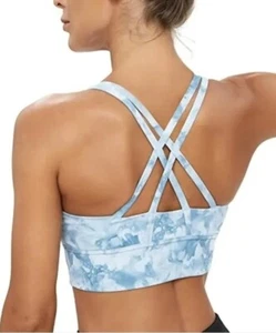 Womens Sports Bra Strappy Cross Back Removable Cups Yoga Gym Running Padded Sml - Picture 1 of 7