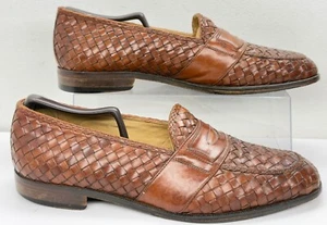 Vintage Imperial Florsheim 93066 Men’s 10 D Woven Penny Loafers Italy Dress Shoe - Picture 1 of 19