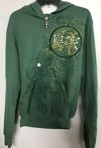 Royal Underground Men’s reversible Zip up new Hoodie green sz s embrodery dragon - Picture 1 of 10