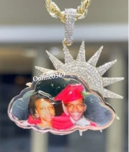 Gift for Student Memory Picture in Sky Pendant Men's Real Moissanite 925 Silver - Picture 1 of 7