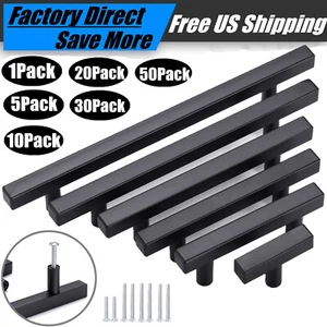 Mattschwarze Küchenschrankgriffe quadratische Bar Türgriffe Schrank Schublade Griffe - Bild 1 von 9
