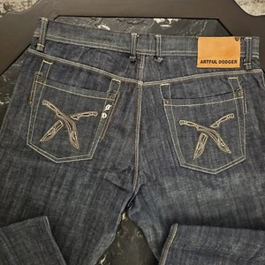 Artful Dodger Vintage Y2K Leather Knives Daggers Cutter Lads Jeans Mens 40 33 - Picture 1 of 8