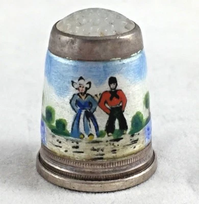 Esmalte figurativo y dedal esterlina 935 - talla 8 Foto 1 de 4