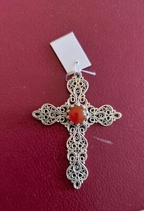 croce in argento 925 e Corniola - Foto 1 di 2