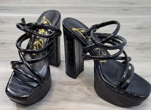 Sandalias London Rag para mujer 6 negras plataforma bloque tacón alto - Imagen 1 de 8