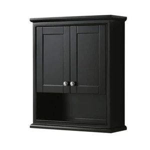 Wyndham Bathroom Storage Wall Cabinet Wood 2-Soft-Close Doors, Dark Espresso - Picture 1 of 4