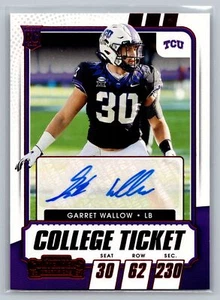 2021 Panini Contenders Draft Picks #254 Garret Wallow Red RC Auto TCU - Bild 1 von 2