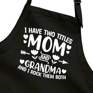 Großmutter Geschenkschürze Ich habe zwei Titel Mama Oma Ich rocke sie beide Mutter - Bild 1 von 5