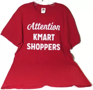 Vintage Kmart T-Shirt Rot L Achtung Kmart Shopper Fruit of the Loom 100% Baumwolle - Bild 1 von 6