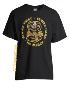 Cobra Kai Size Small T Shirt Strike First Strike Hard No Mercy Black Tee NEW - Picture 1 of 2