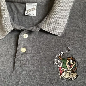 VTG Tasmanian Devil Golf Polo Shirt Gray Men XL Warner Bros 1998 Taz Drive EUC - Picture 1 of 10