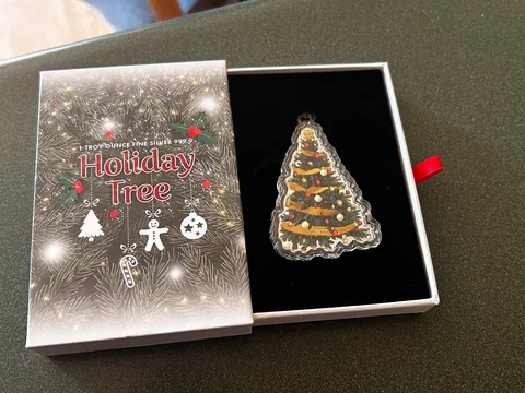 2022 Holiday Tree $2 Pure 1 OZ Silver Christmas Tree Coin Solomon Islands PAMP Cover