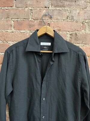 Camisa Hombre Versace Collection Talla 15.75 40 Slim, Jacquard Negro Foto 1 de 4