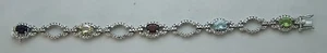Sterling Open Link Oval Gemstone Sterling Bracelet Garnet Citrine Peridot etc. - Picture 1 of 6