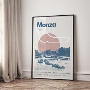 Monza F1 Circuit Poster: Italian Grand Prix Track Art Print, Motorsport Wall - Picture 1 of 8