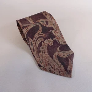 Cravatta collo Aquascutum uomo viola seta paisley vintage anni 80 90 business matrimonio - Foto 1 di 3