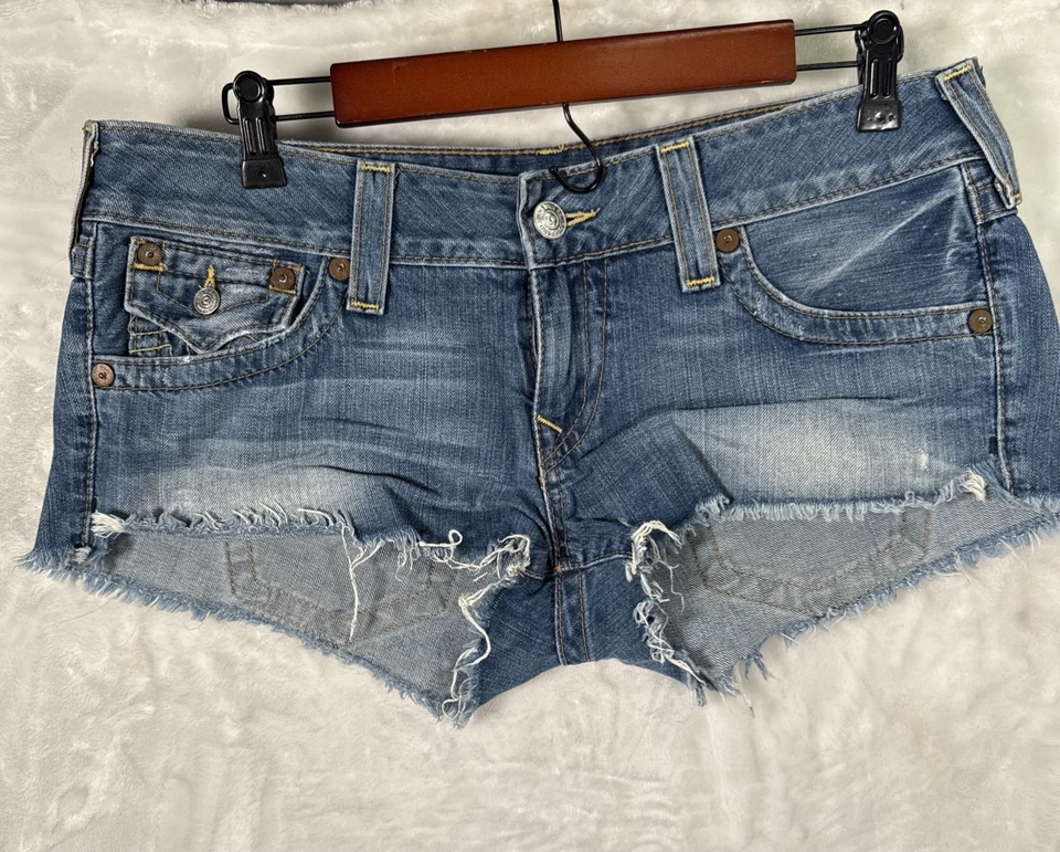 Pantalones Cortos de Jean True Religion Joey Corte Denim 31 Mujeres Tiro Bajo - Botines Jeans Foto 1 de 4