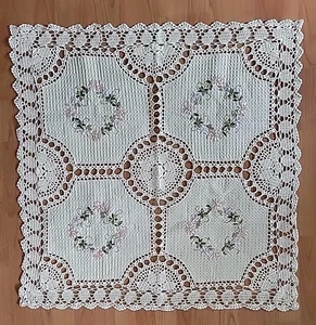Centro de mesa corredor de mesa vintage de ganchillo floral de encaje de ganchillo Cottagecore 36" - Imagen 1 de 9