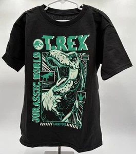 NWOT Jurassic World Youth T-Shirt Black Park Dinosaur Animal Movie T-REX - Picture 1 of 3