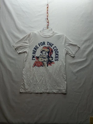 Unisex Small T-Shirt Santa Christmas Here For The Cookies Graphic Tee  Foto 1 de 4