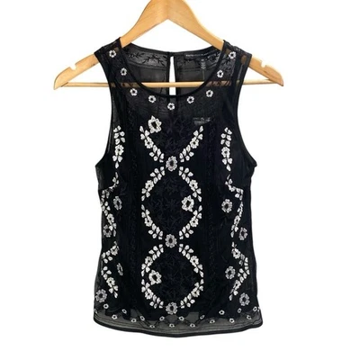 Whimsigoth Tank Top XS Lace Floral Embroidered Fairy Grunge Indie Boho Chic - Image 1 of 4