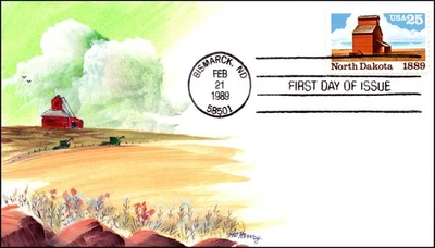 Scott 2493 25 Cents North Dakota AO Henry Hand Painted FDC 7 Of 15 - Image 1 of 2