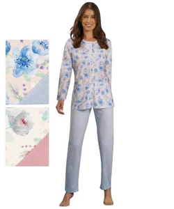 Pigiama donna aperto a manica lunga in jersey di cotone Linclalor 75170 - Foto 1 di 1