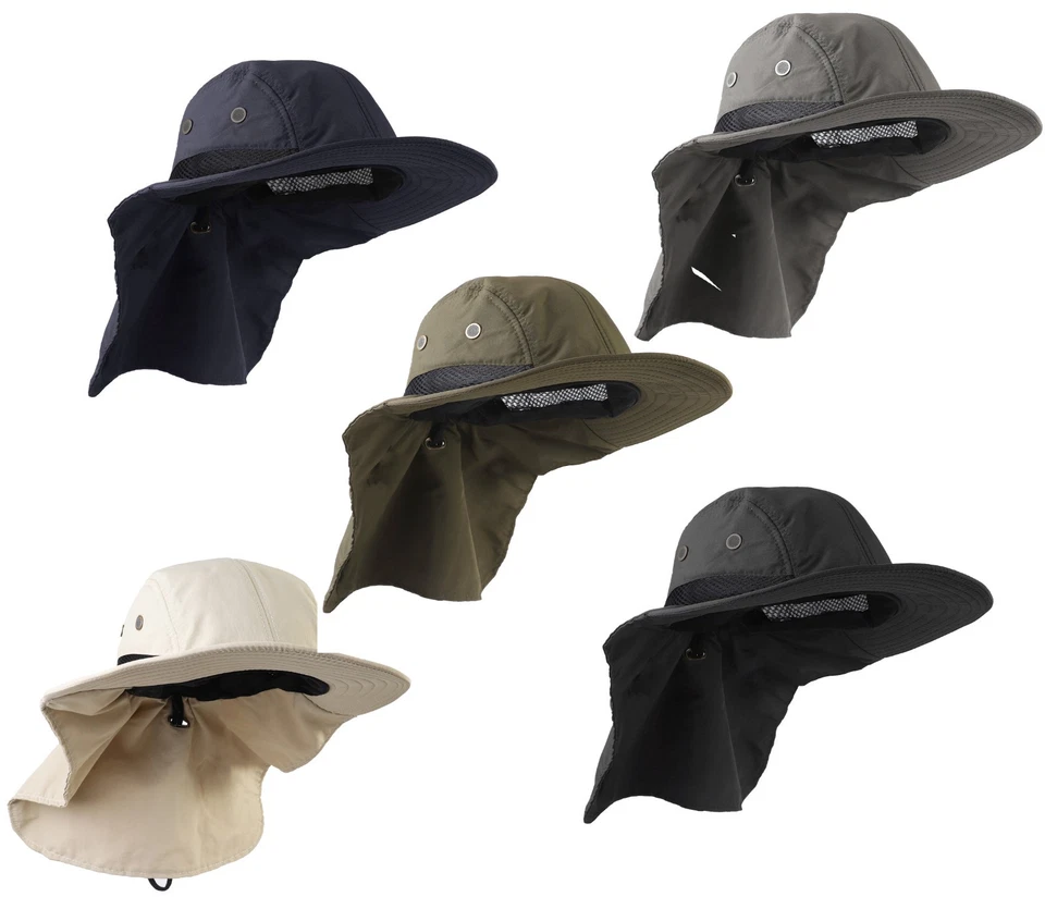 Sombrero para el sol al aire libre Falari ala ancha cuello solapa safari senderismo jardinería pesca sombreros Foto 1 de 1