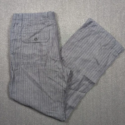 Pantalones de lino Banana Republic para hombre 33x32 azul ferrocarril rayas herencia pierna ancha Foto 1 de 4