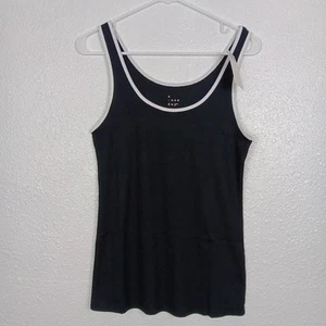 A New Day Tank Top Black White Medium Sleeveless T-shirt Ribbed Womens NWT - Picture 1 of 8