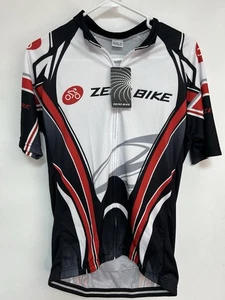 New Zero Bike Cycling Jersey Bike Top Short Sleeve Full Zip Sz Med. Black & Red - Picture 1 of 7