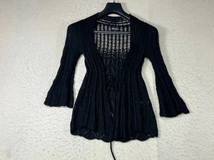 Lucky Brand Womens Open Knit Fairy Grunge Duster Cardigan Size Small Goblincore - Picture 1 of 9