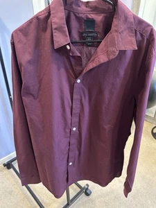H&M Dress Shirt XL Slim Fit Color Maroon Red Longsleeve - Picture 1 of 3